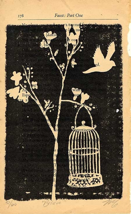 178 Faust Part One...limited edition gocco print on vintage book pages