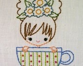 Teacup Tea Party  Cutesie Girls Digital Embroidery Patterns