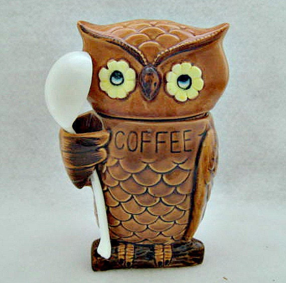 Owl Vintage Coffee Jar Cannister - Never Used in Original Box