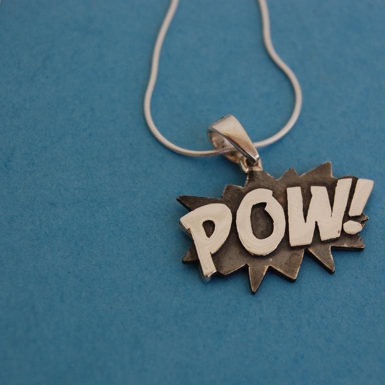 Sterling silver Pow necklace and sterling silver chain