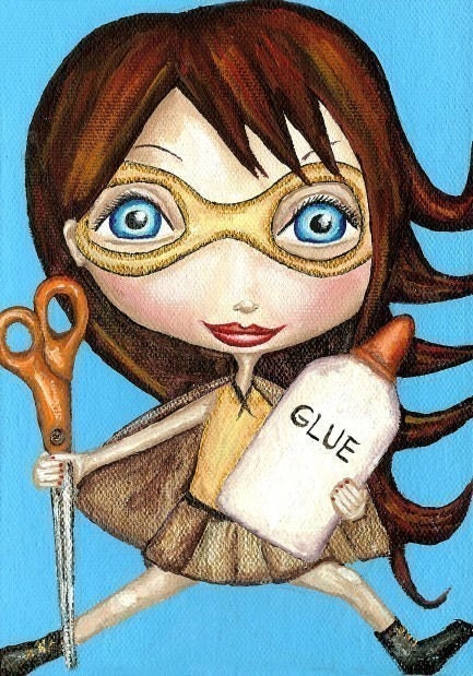 Redhead Crafty Superhero Named Cut And Paste Girl Cute Art Print