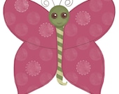 Polka Dot Butterfly Art Print (Hot Pink And Green Version)
