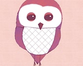 Owl Art - Cute Pink Girly Owl Art Print For Your Baby Girl's Nursery or Little Girl Room From My Whimsical Woods Woodland AnimalsSeries