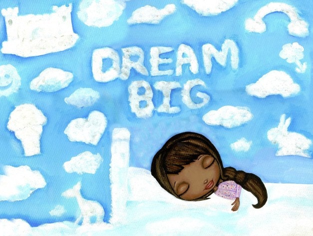 Dream Big Art Print With African American Little Girl