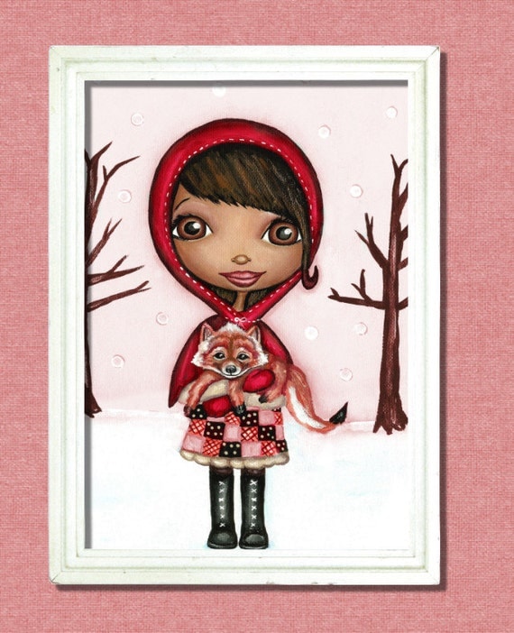 Little Red Riding Hood And Little Red Fox Art Print
