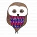 Cornelius The Owl Art Print- A Brown Owl Accented With Bold, Bright Colors (Reds, Royal Blue, Fuchsia, Purples), Quirky Owl Illustration