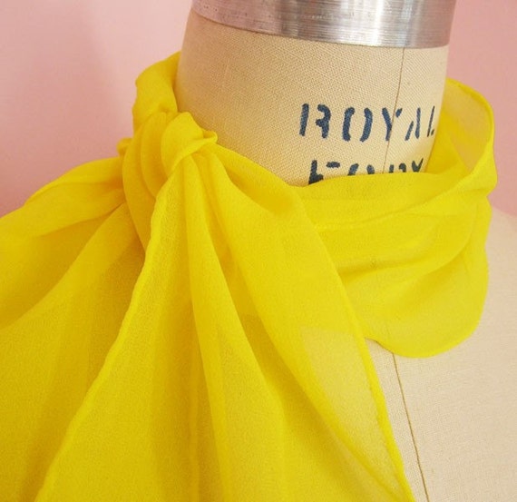 Bright Yellow Silk Chiffon Scarf By Missmeganmac On Etsy