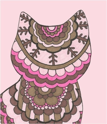 SALE - Chocolate and Strawberry Cat - 8x10 - Art Print