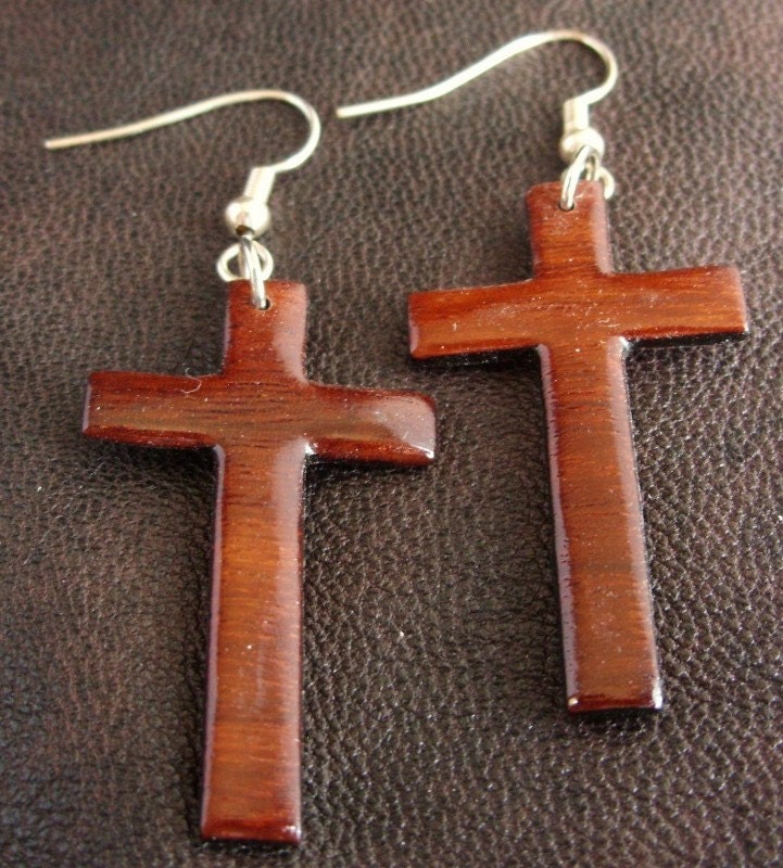 Rosewood Cross Earrings