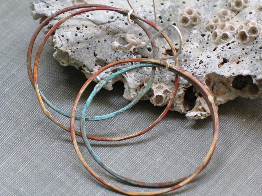 aqua and copper hoops