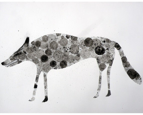 Wolf 18X24(original ink bubble painting)
