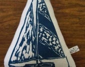 block print sailboat stuffie