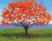 Red Tree- Abstract, Huge Contemporary Acrylic on a Extra Large Canvas Commissioned Painting FREE SHIPPING by Patty Baker