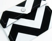 Mini Wallet Snap Pouch - Black & White Chevron Zig Zag