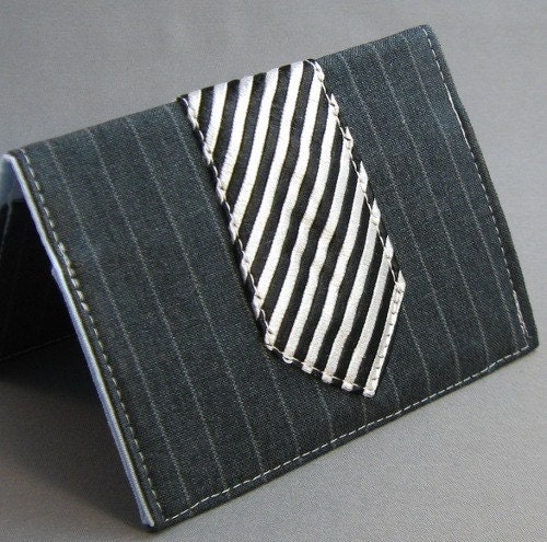 Pinstripe Suit and Striped Tie - Business Card Case