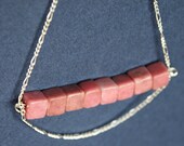 Necklace, Sterling Silver and Pink Rhodonite