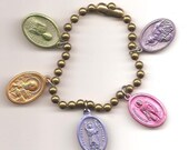 Stop Smoking, Patron Saint Charm Bracelet on Brass Ball Chain