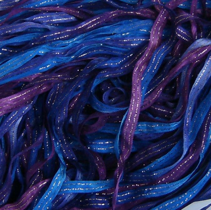 Hand Dyed Ribbon  ROYALTY   Dazzle 5 yards