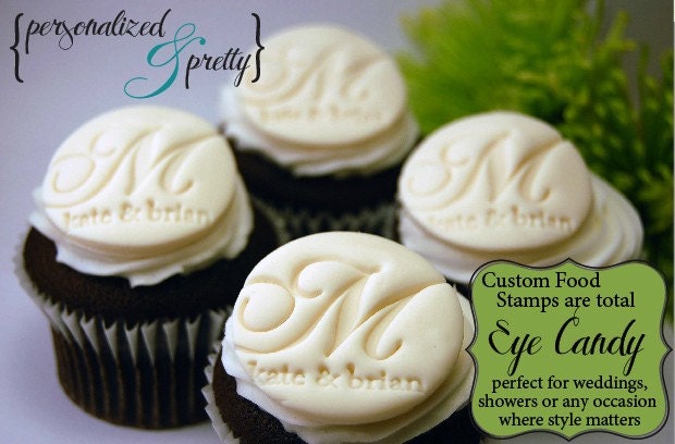Personalized Food Safe Acrylic Stamp - For Fondant, Cupcakes, Brides, Birthday and Cake Toppers UPS SHIP