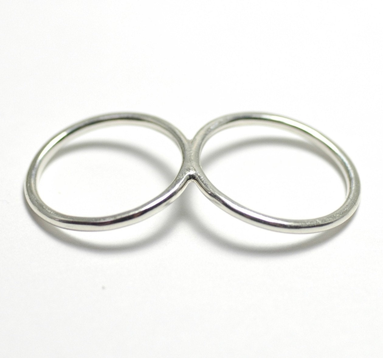 Curved Two Finger Ring-   recycled sterling silver