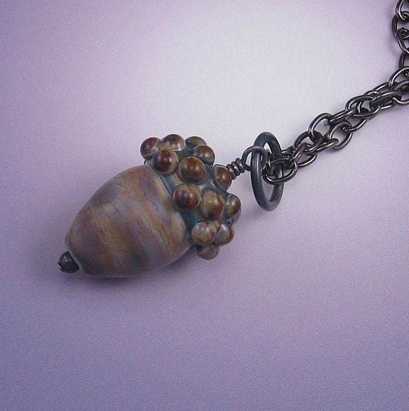 acorn, large original, LORiOLA lampwork glass