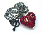 red stitched heart