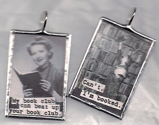 BOOK LOVER DUET Art Glass Pendant