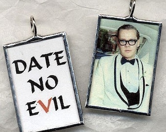 Vintage Love DATE NO EVIL Art Glass Pendant