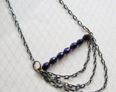 Royal Purple Czech Bead and Multi-Strand Chain Necklace - pulpsushi