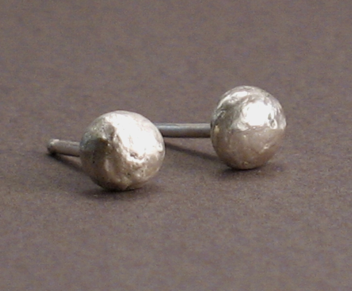 Meteorites - Silver Stud Earrings for Men and Women - Organic Texture Recycled Silver Post Earrings