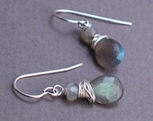 Leah - Faceted Labradorite Earrings on Sterling Silver