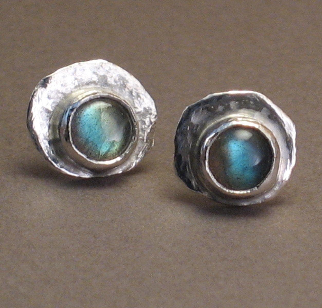 Rain or Shine - Labradorite Stud Earrings 6mm Gemstones on Hammered Sterling Silver Post Earrings
