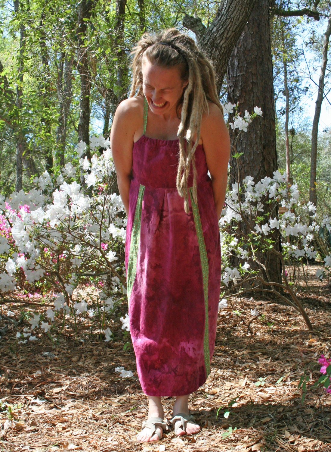 Sipping wine summer hemp and cotton sun dress adjustable