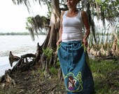Art nouveau hemp long goddess drawstring skirt