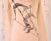 SALE Organic Long Sleeved Graphic Tee by Maryink Arrow Design Sizes S,M, L