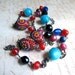 Chunky Red Black Aqua Turquoise Bead Necklace