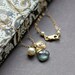 Personalized Gemstone and Pearl Monogrammed Necklace, Moss Aquamarine, 14k gold fill, Custom Stone and Initial, Birthday Gift
