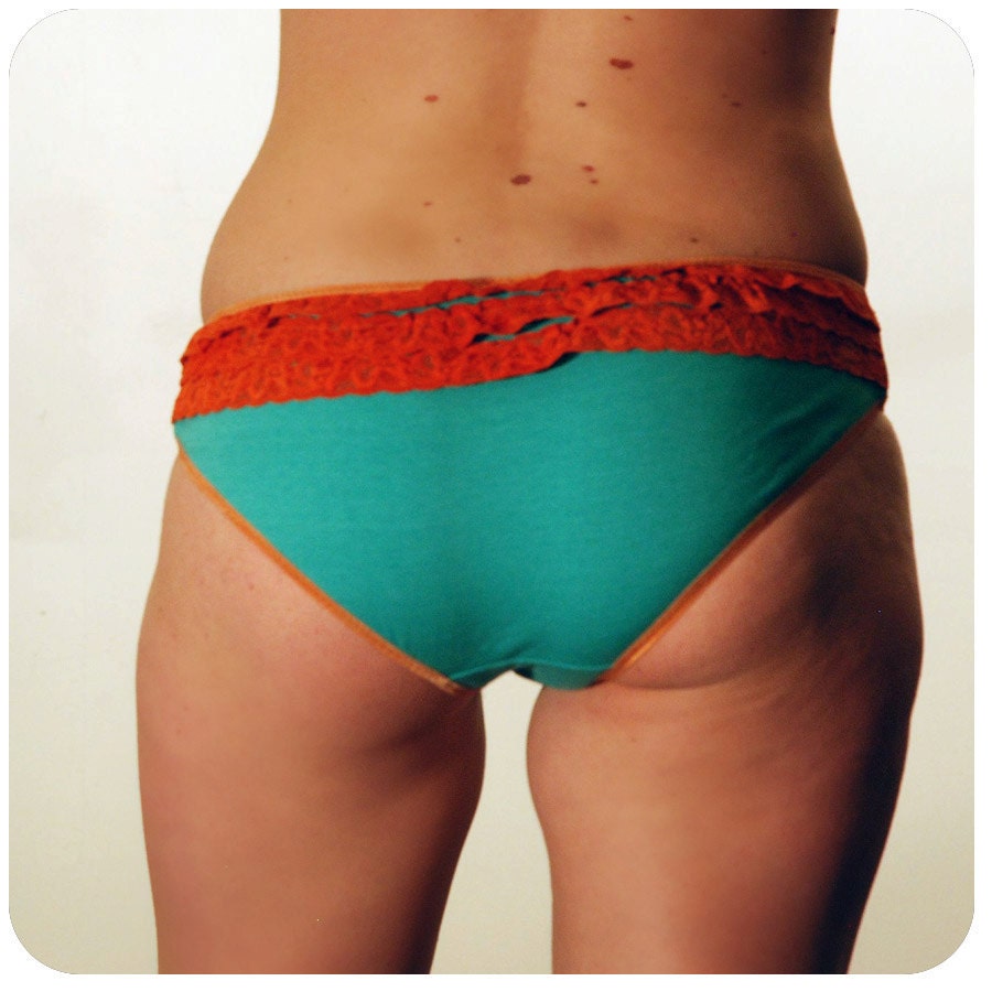 Seafoam Blue and Coral Lace Soy Blend Bloomers BU-02-30