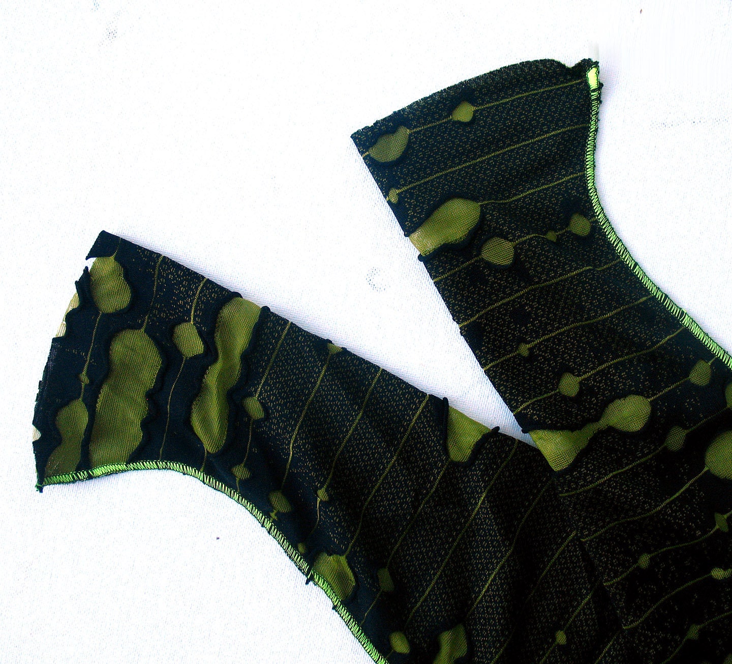 Decayed Zombie Gauntlet sleeves - holey black and rotting green - adult costume accessories zombie arm warmers gloves men women