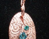 Copper and Turquoise Art Clay Pendant