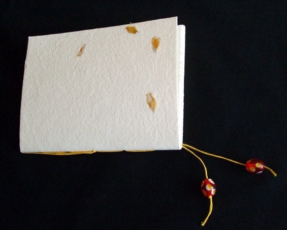 Handmade Paper Pamphlet with Red Bead Bookmark
