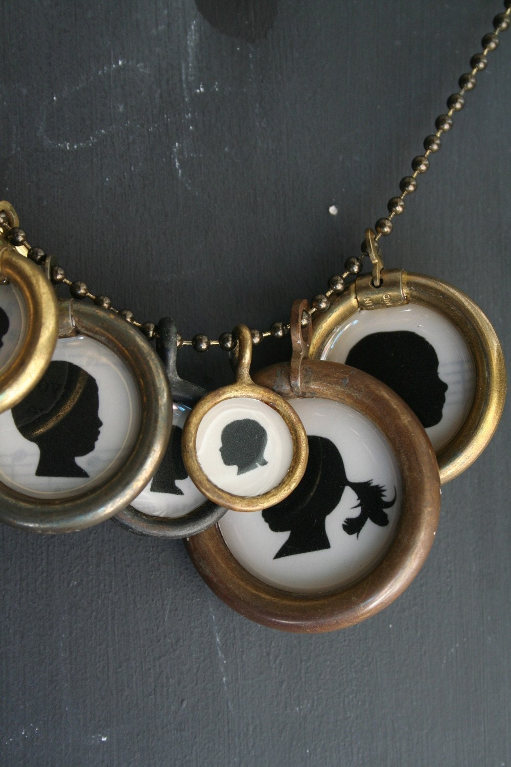 custom silhouette necklace . medium size . two pendant