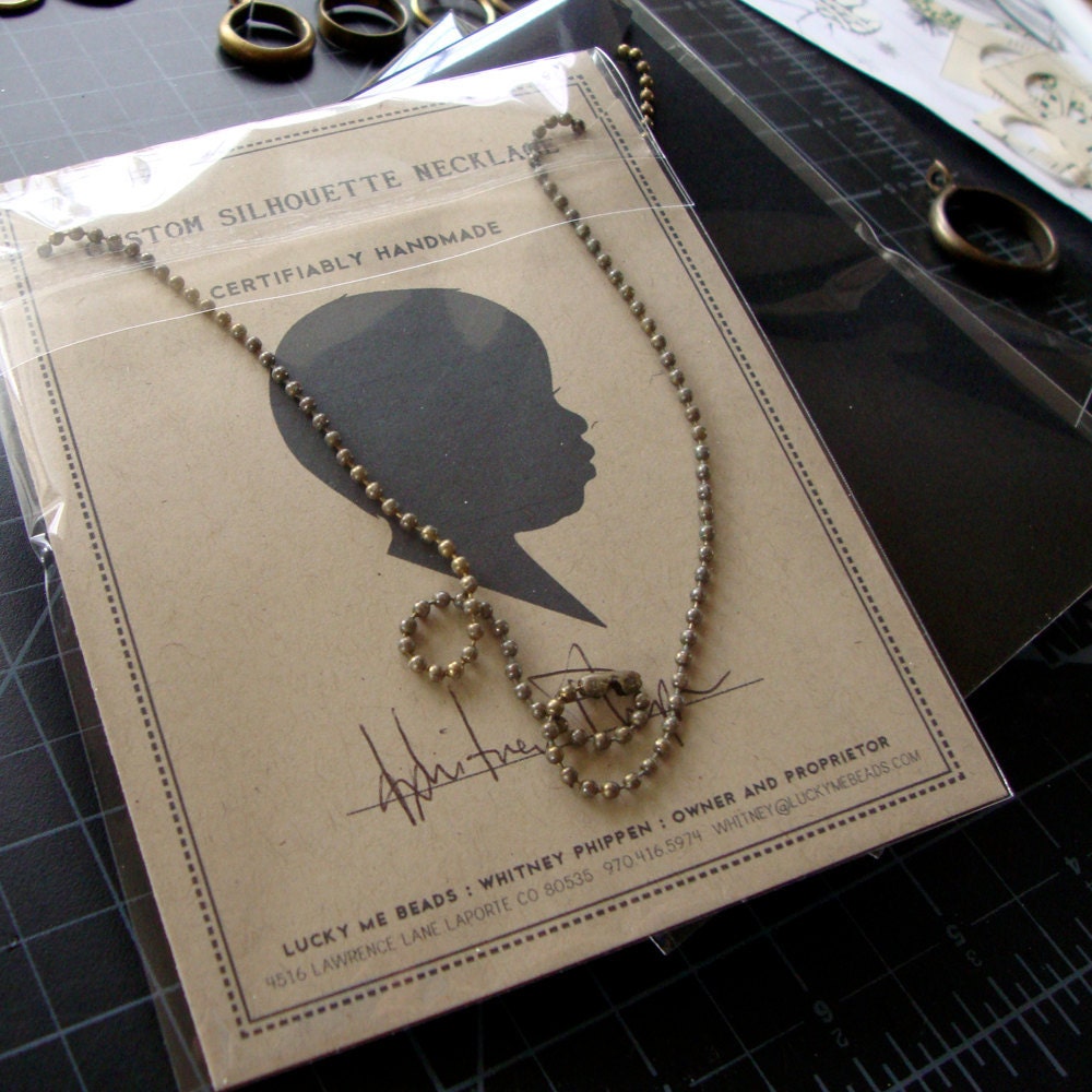 large size . three pendant . custom silhouette necklace