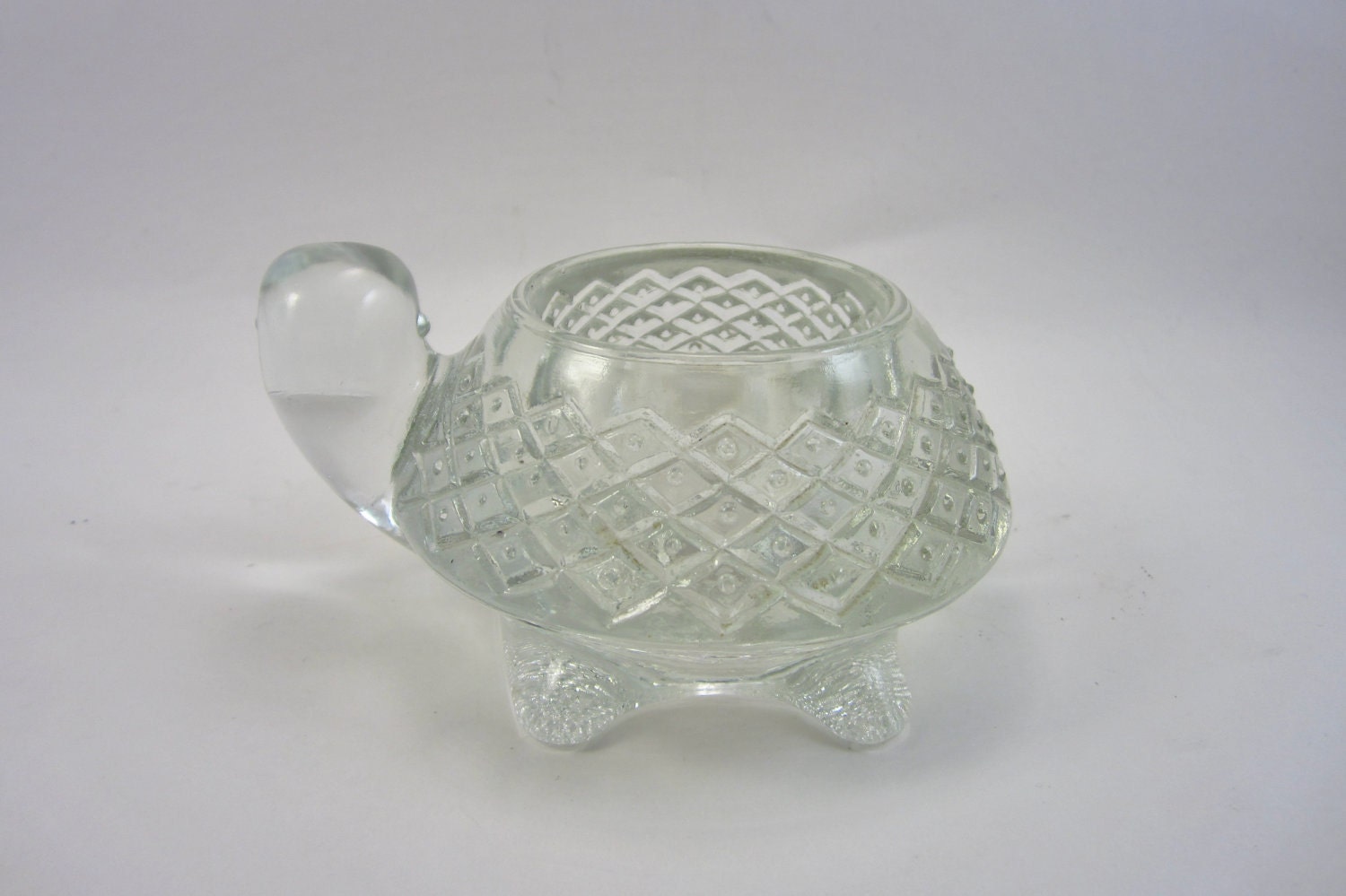 Vintage Avon Turtle Candle Holder - Retro Glass Candle Holder - 1970's Kitsch