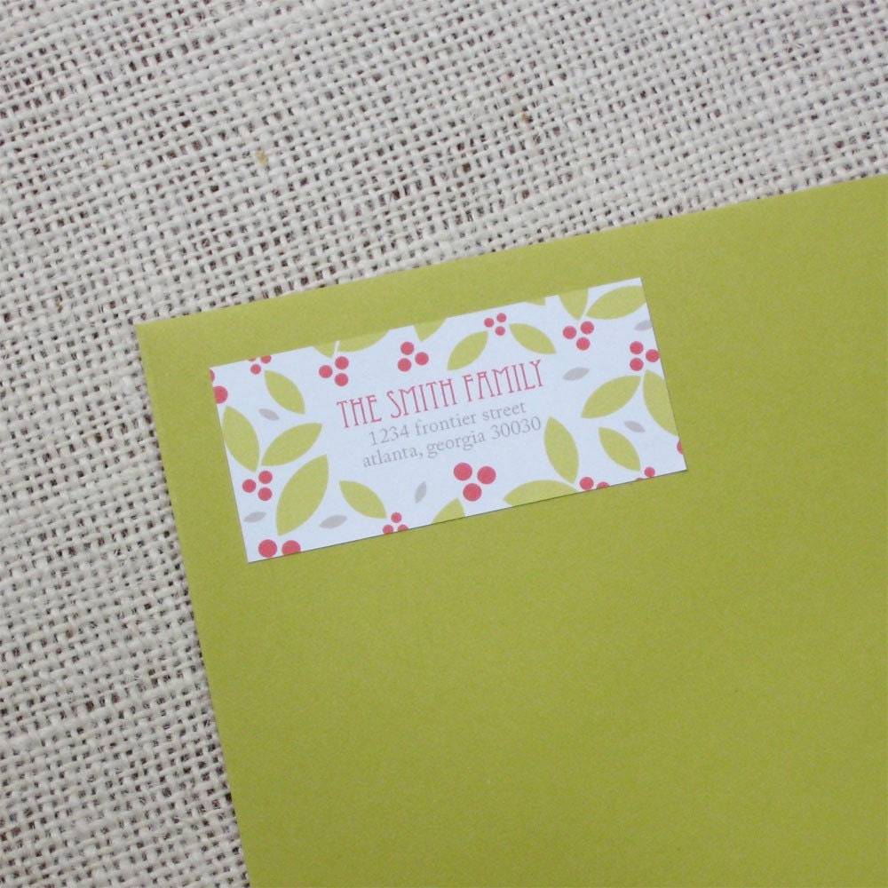 Modern Holly Holiday Return Address Labels