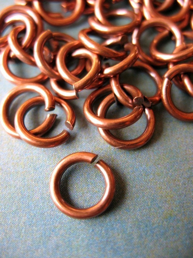 7.5mm 19 gauge Antiqued Pure Copper Jump Rings
