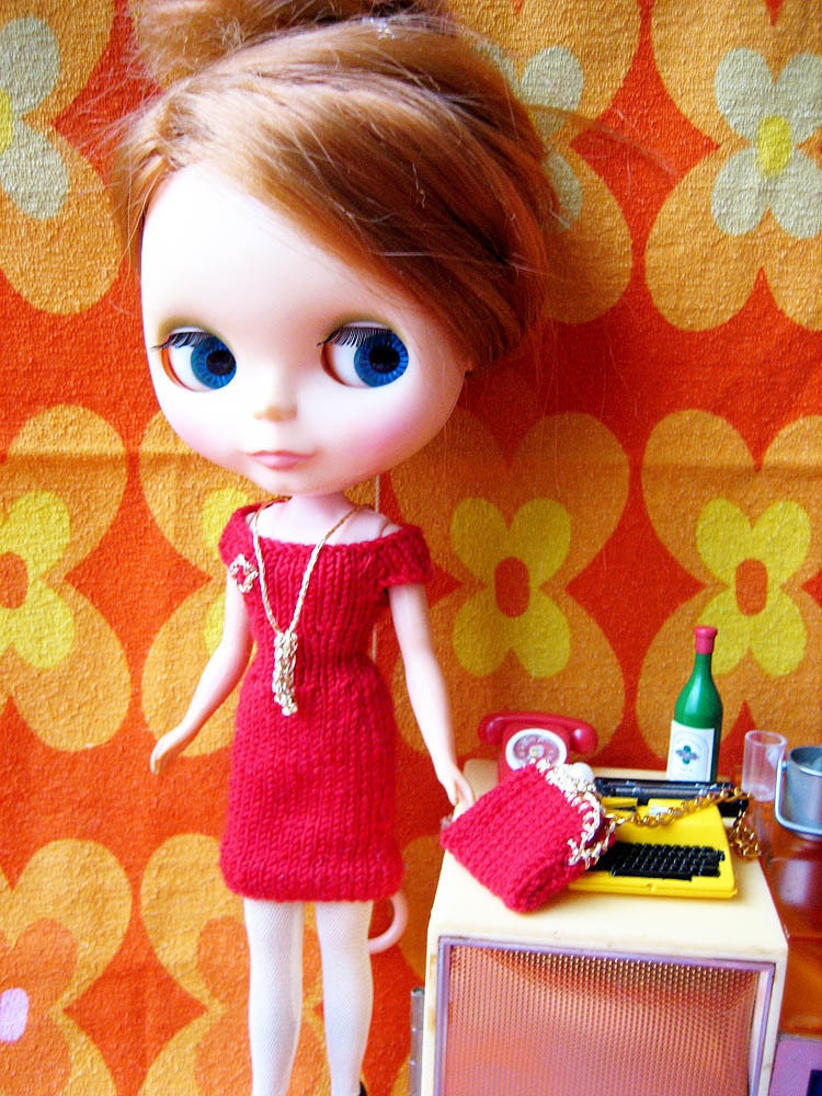 Joan Holloway Wiggle Dress and Bag for Blythe Inspired by Mad Men