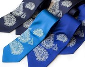 Custom wedding groomsmen ties. 6 wedding neckties. Men's accessories group discount, matching screenprinted vegan-safe microfiber ties.