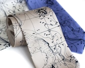 Topographical Error men's tie - seafloor contour map necktie. Silkscreen microfiber with navy blue ink.