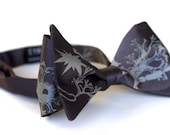 Fried Brains bow tie, freestyle. Silkscreened charcoal neuron necktie.